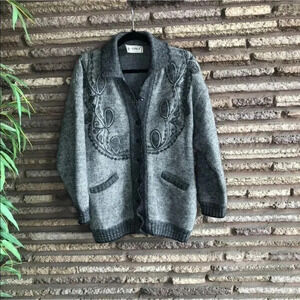 Ujala Knit Vintage Gray Mohair Cardigan Sweater
